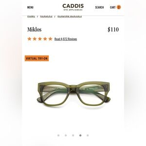 Brand New Never Worn Caddis Miklos Reading Glasses Lens Power 1.50